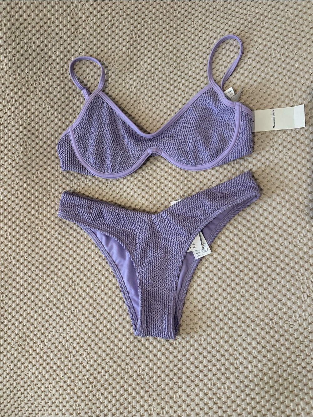 NWT Abercrombie & Fitch Lilac Textured Underwire Bikini Set - Women Swim